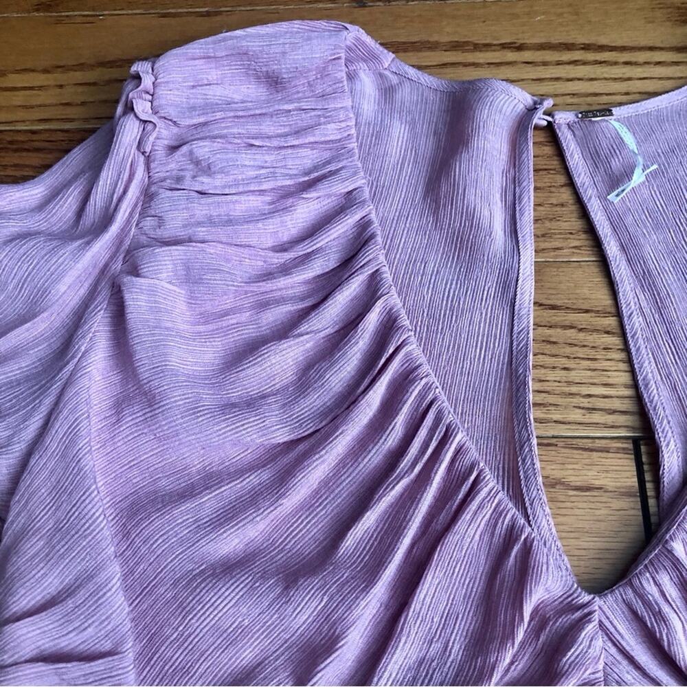Free People Daia Dusty pink v-neck ruffle bell sleeve blouse Women’s Size M NWT - Picture 9 of 15